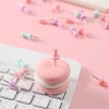 Wholesale of small macaron-colored I-shaped nails for office use, cork board, plastic drawing nails, with a length of 11mm and a clamping pin Specification image